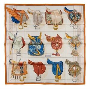Hermès Carré 90 Silk Scarf “Tous en Selle” Multicolour